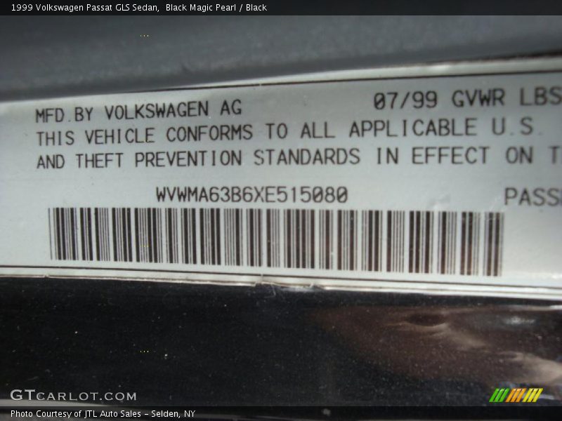 Black Magic Pearl / Black 1999 Volkswagen Passat GLS Sedan