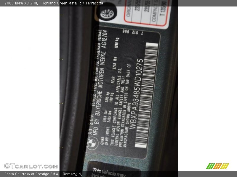 Highland Green Metallic / Terracotta 2005 BMW X3 3.0i