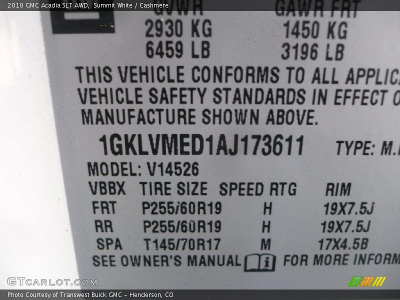 Summit White / Cashmere 2010 GMC Acadia SLT AWD