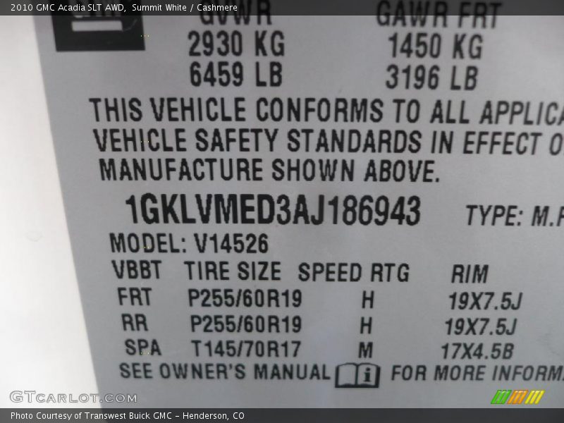 Summit White / Cashmere 2010 GMC Acadia SLT AWD