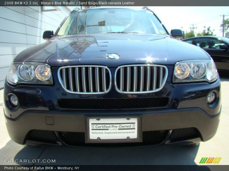 Monaco Blue Metallic / Sand Beige/Black Nevada Leather 2008 BMW X3 3.0si