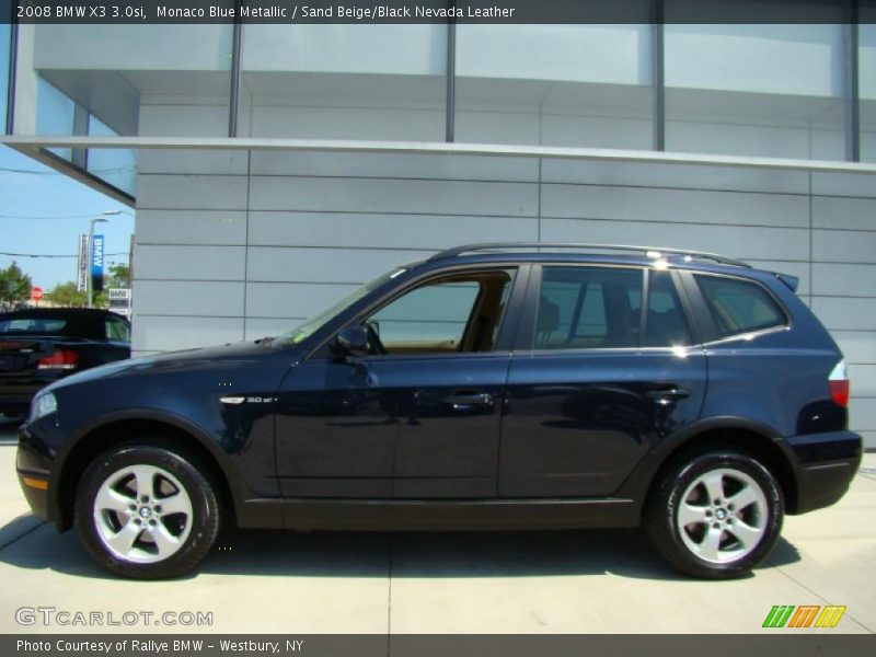 Monaco Blue Metallic / Sand Beige/Black Nevada Leather 2008 BMW X3 3.0si