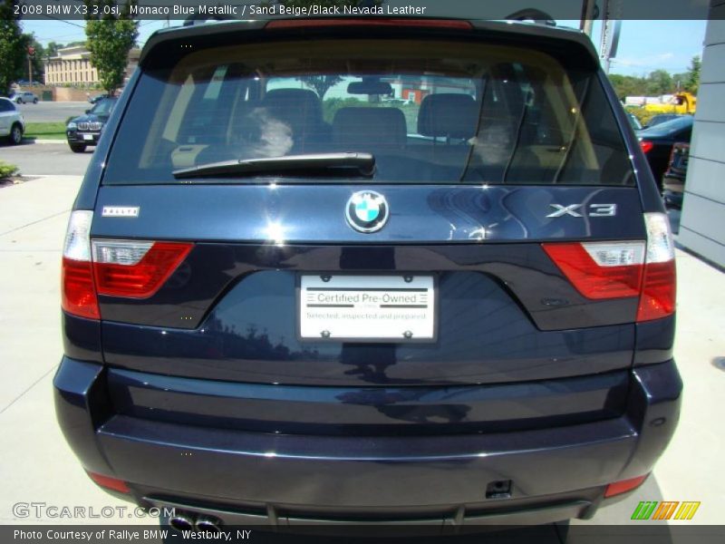 Monaco Blue Metallic / Sand Beige/Black Nevada Leather 2008 BMW X3 3.0si