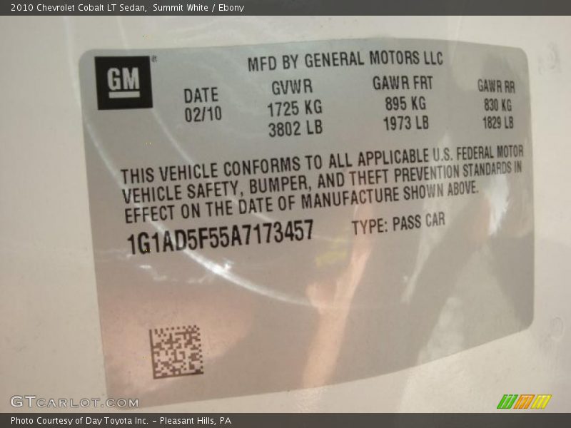 Summit White / Ebony 2010 Chevrolet Cobalt LT Sedan
