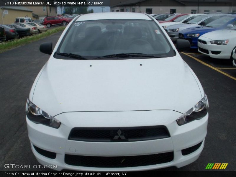 Wicked White Metallic / Black 2010 Mitsubishi Lancer DE