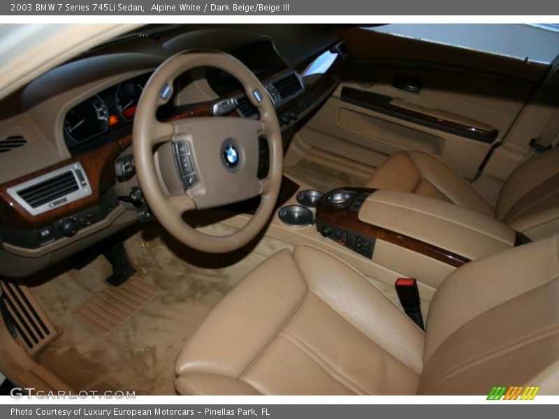 Alpine White / Dark Beige/Beige III 2003 BMW 7 Series 745Li Sedan