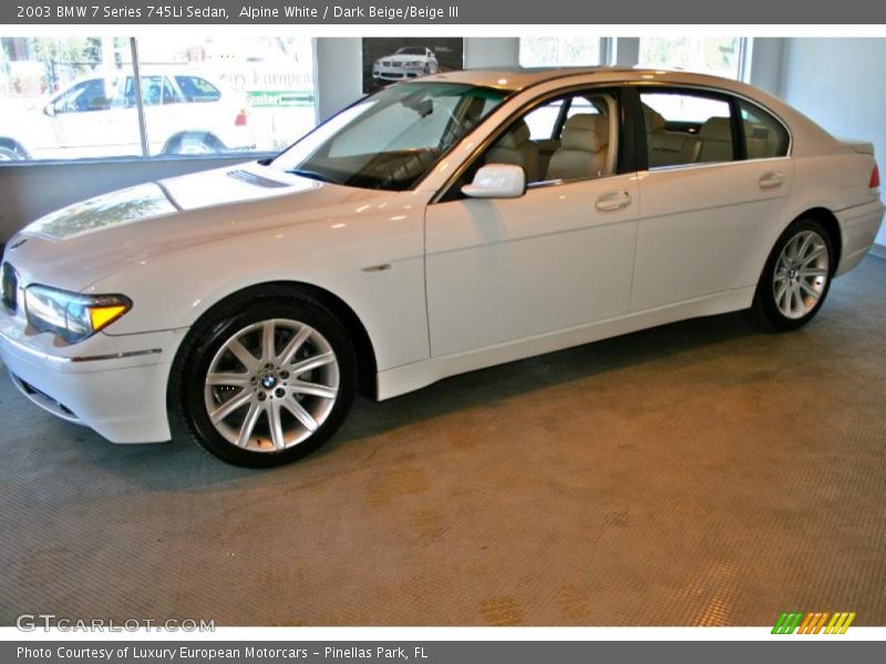 Alpine White / Dark Beige/Beige III 2003 BMW 7 Series 745Li Sedan