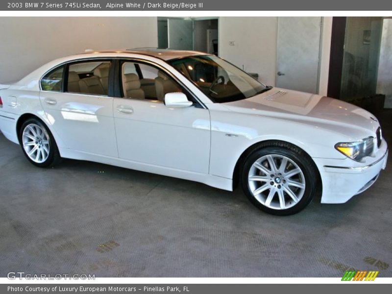 Alpine White / Dark Beige/Beige III 2003 BMW 7 Series 745Li Sedan