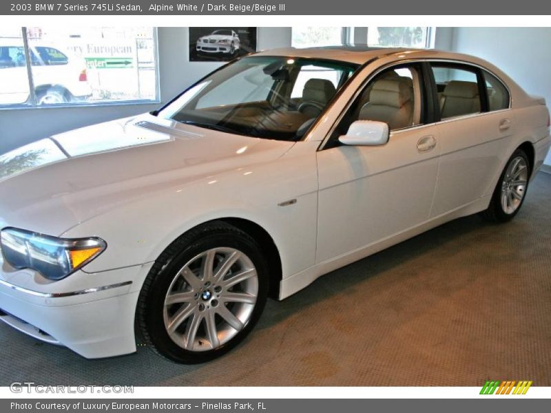 Alpine White / Dark Beige/Beige III 2003 BMW 7 Series 745Li Sedan