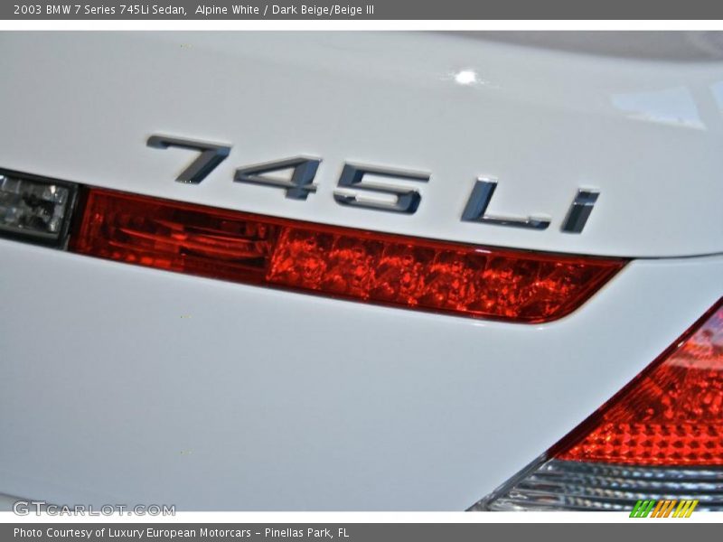 Alpine White / Dark Beige/Beige III 2003 BMW 7 Series 745Li Sedan