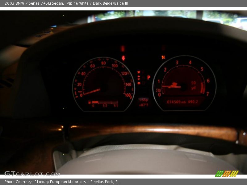Alpine White / Dark Beige/Beige III 2003 BMW 7 Series 745Li Sedan