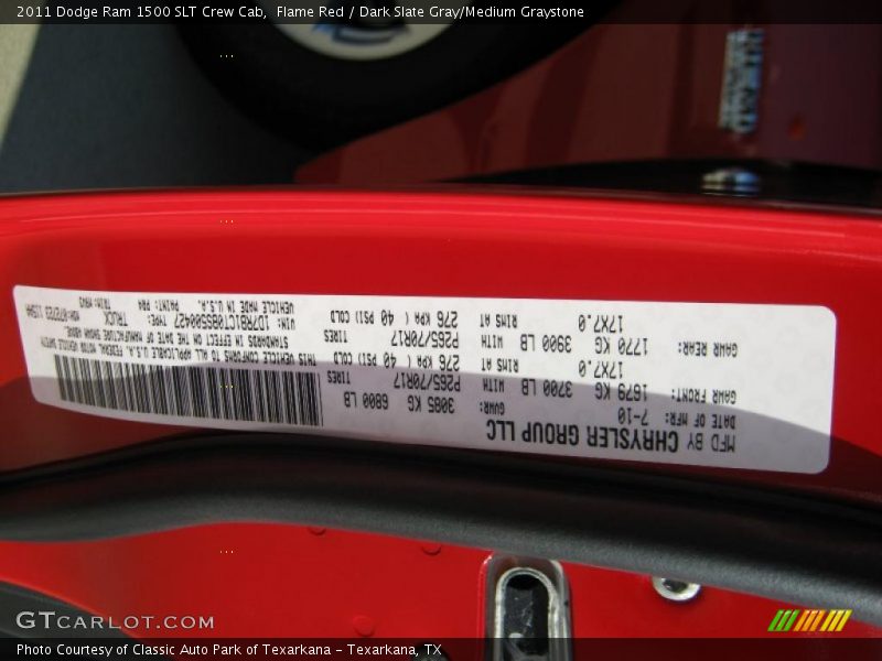 Flame Red / Dark Slate Gray/Medium Graystone 2011 Dodge Ram 1500 SLT Crew Cab