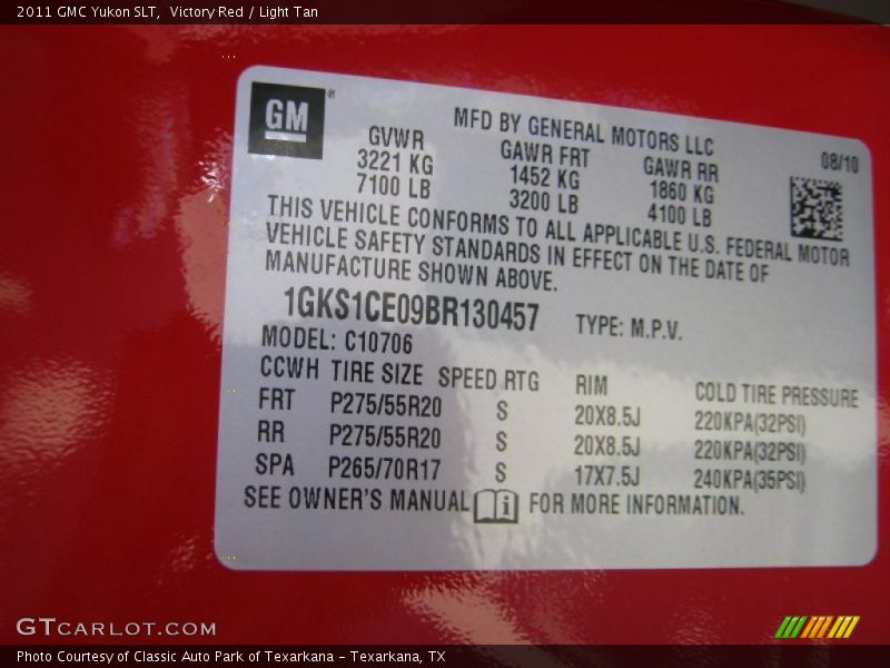 Victory Red / Light Tan 2011 GMC Yukon SLT