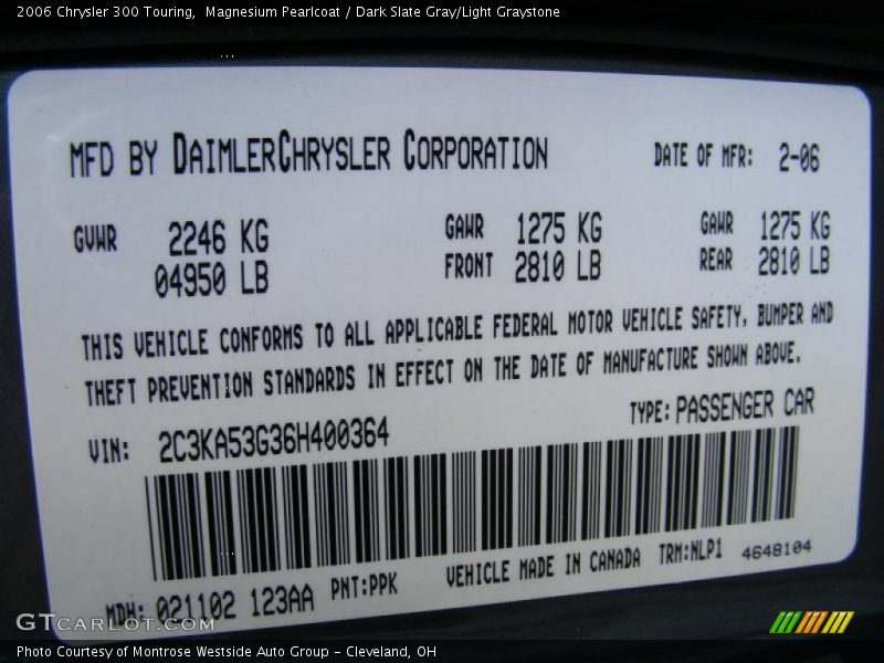 Magnesium Pearlcoat / Dark Slate Gray/Light Graystone 2006 Chrysler 300 Touring