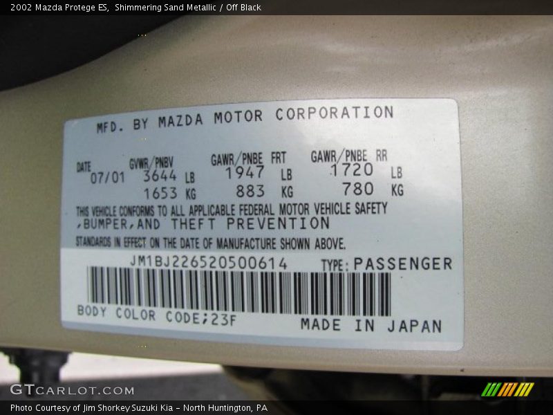 Shimmering Sand Metallic / Off Black 2002 Mazda Protege ES