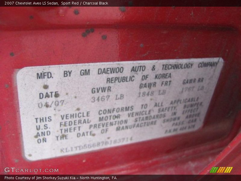 Sport Red / Charcoal Black 2007 Chevrolet Aveo LS Sedan