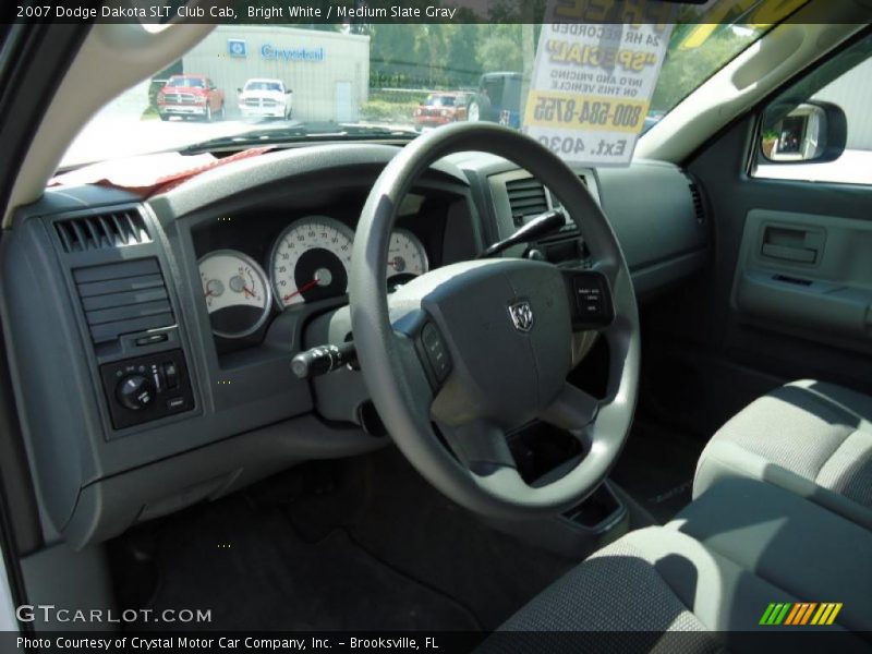 Bright White / Medium Slate Gray 2007 Dodge Dakota SLT Club Cab