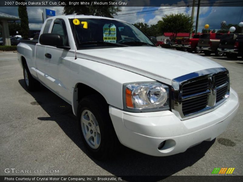 Bright White / Medium Slate Gray 2007 Dodge Dakota SLT Club Cab