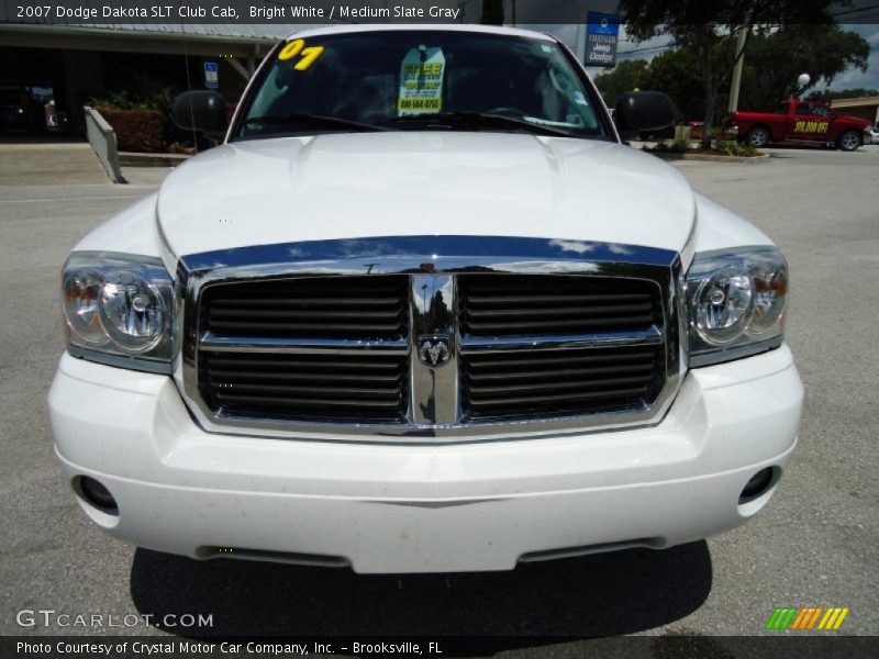 Bright White / Medium Slate Gray 2007 Dodge Dakota SLT Club Cab