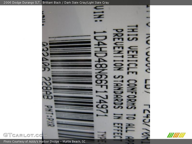 Brilliant Black / Dark Slate Gray/Light Slate Gray 2006 Dodge Durango SLT
