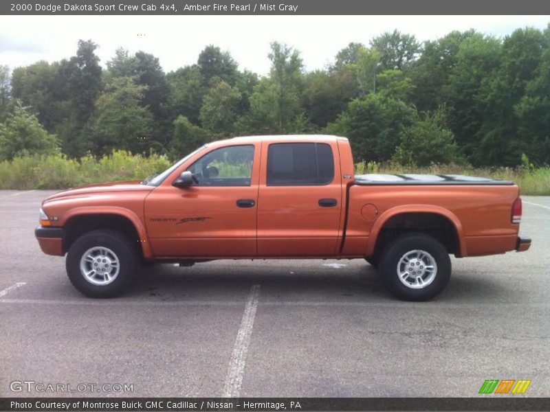 Amber Fire Pearl / Mist Gray 2000 Dodge Dakota Sport Crew Cab 4x4