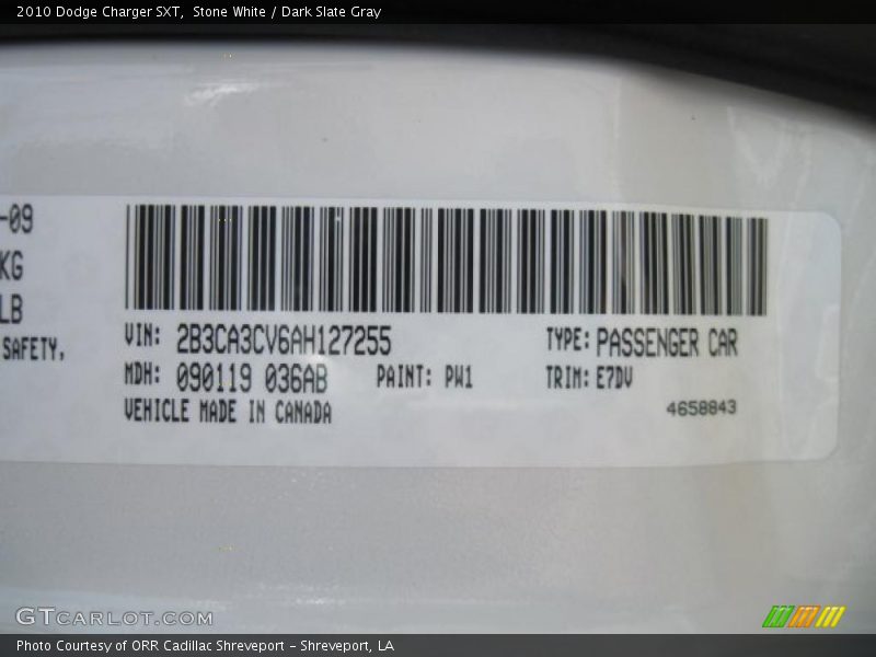 Stone White / Dark Slate Gray 2010 Dodge Charger SXT