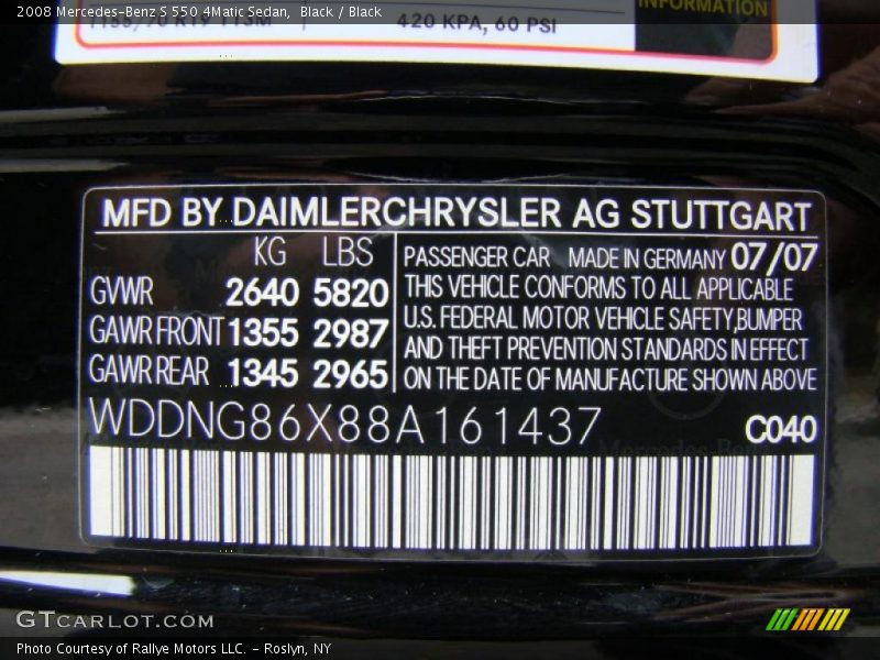 Black / Black 2008 Mercedes-Benz S 550 4Matic Sedan
