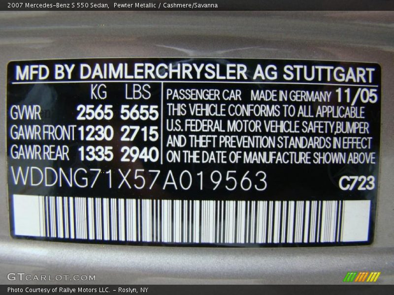 Pewter Metallic / Cashmere/Savanna 2007 Mercedes-Benz S 550 Sedan