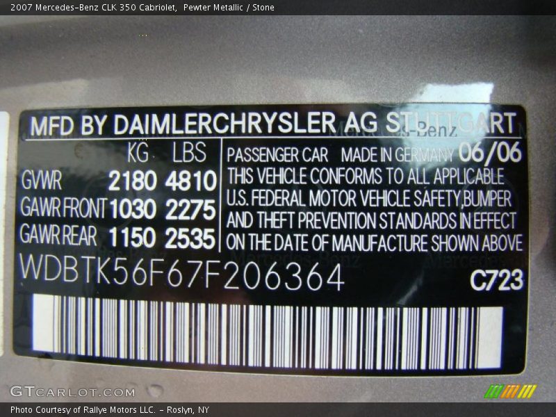 Pewter Metallic / Stone 2007 Mercedes-Benz CLK 350 Cabriolet