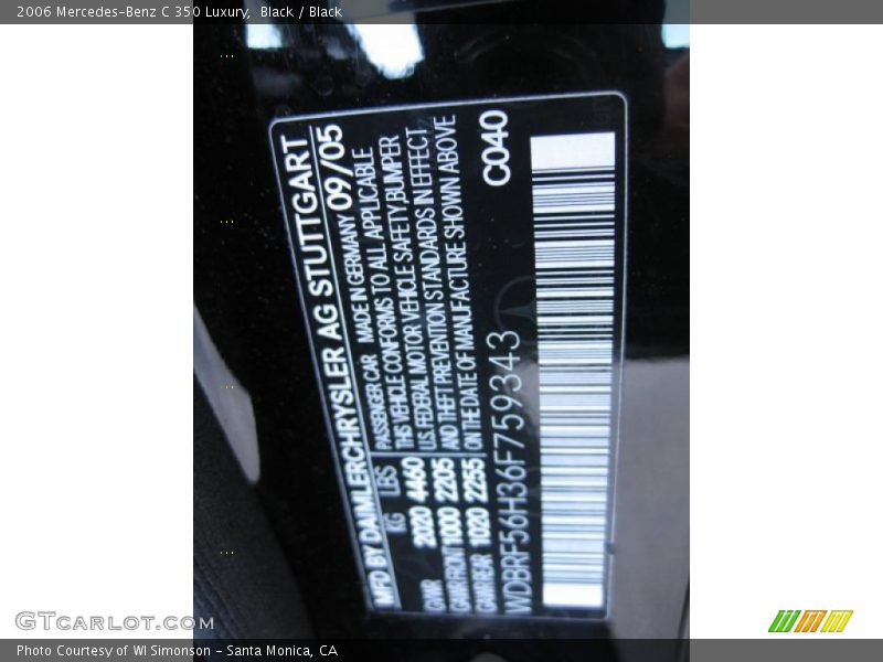 Black / Black 2006 Mercedes-Benz C 350 Luxury