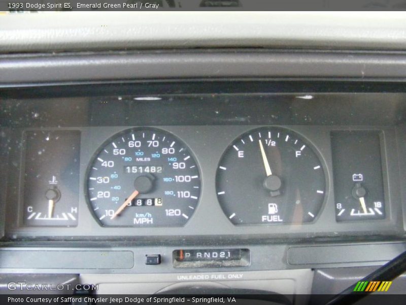 Emerald Green Pearl / Gray 1993 Dodge Spirit ES