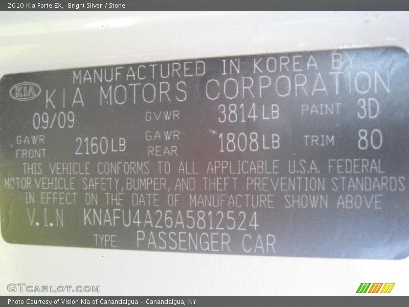Bright Silver / Stone 2010 Kia Forte EX