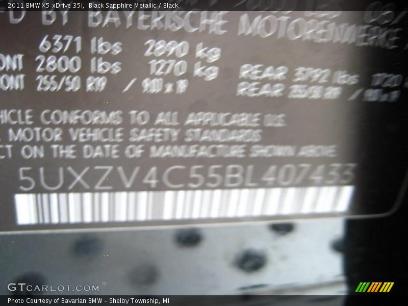 Black Sapphire Metallic / Black 2011 BMW X5 xDrive 35i