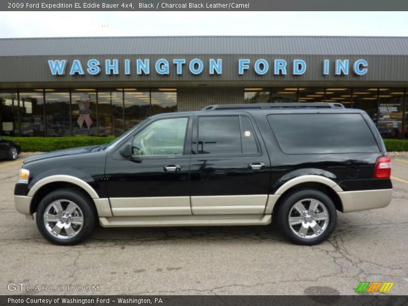 Black / Charcoal Black Leather/Camel 2009 Ford Expedition EL Eddie Bauer 4x4