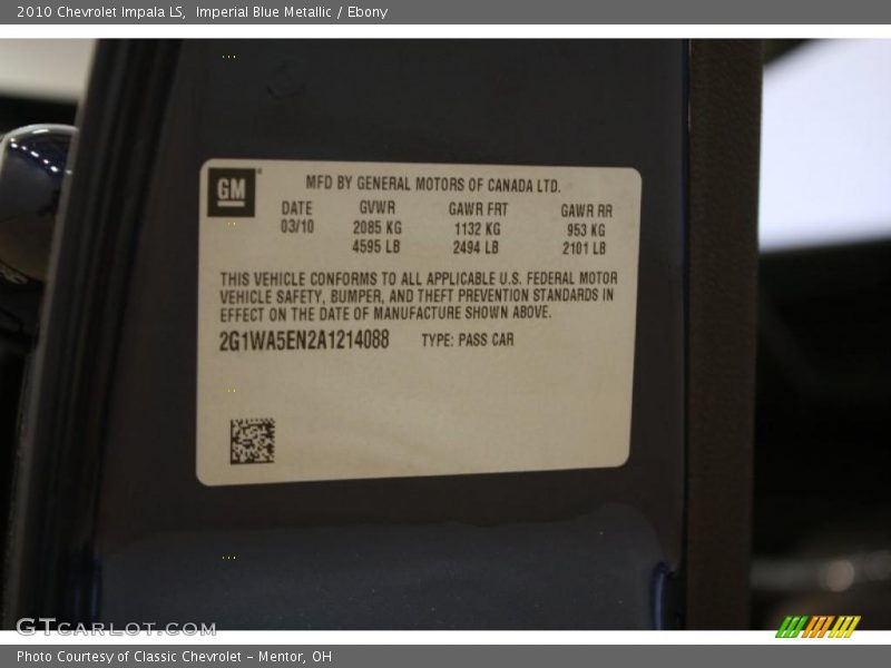 Imperial Blue Metallic / Ebony 2010 Chevrolet Impala LS