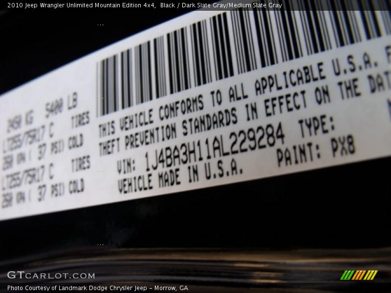 Black / Dark Slate Gray/Medium Slate Gray 2010 Jeep Wrangler Unlimited Mountain Edition 4x4