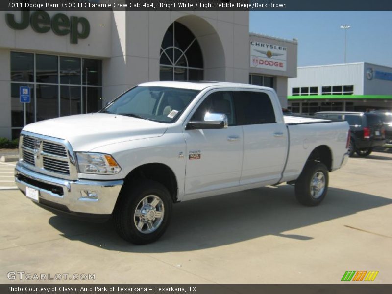 Bright White / Light Pebble Beige/Bark Brown 2011 Dodge Ram 3500 HD Laramie Crew Cab 4x4