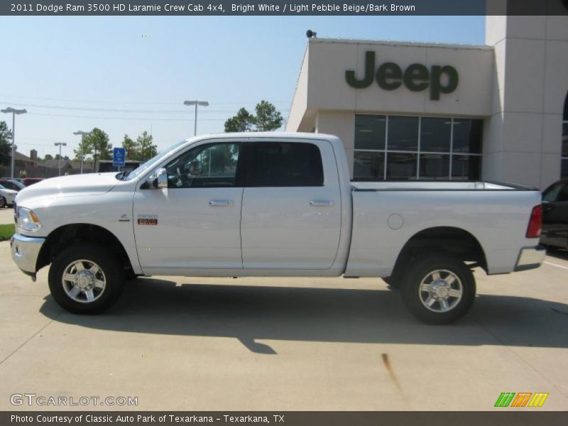 Bright White / Light Pebble Beige/Bark Brown 2011 Dodge Ram 3500 HD Laramie Crew Cab 4x4