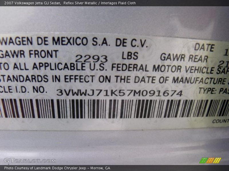 Reflex Silver Metallic / Interlagos Plaid Cloth 2007 Volkswagen Jetta GLI Sedan