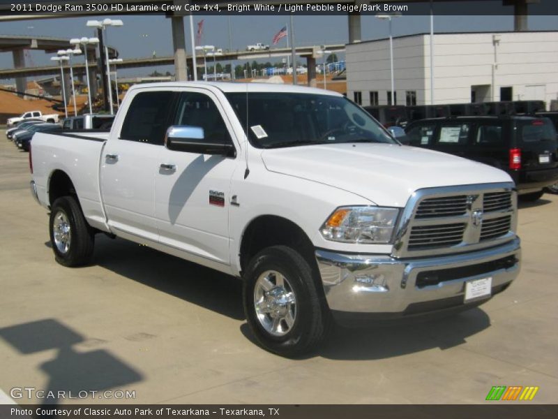 Bright White / Light Pebble Beige/Bark Brown 2011 Dodge Ram 3500 HD Laramie Crew Cab 4x4