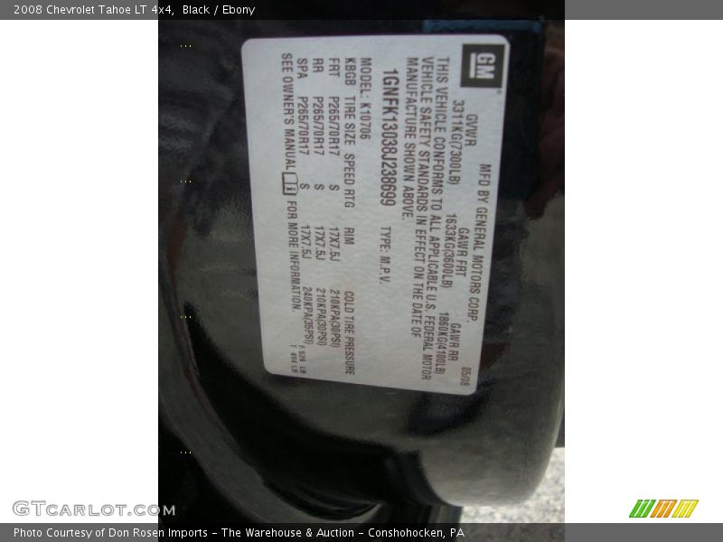 Black / Ebony 2008 Chevrolet Tahoe LT 4x4