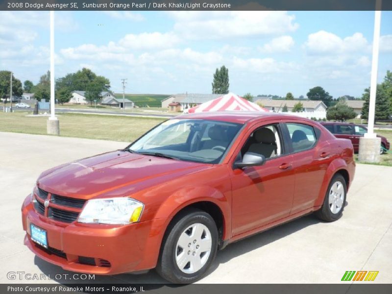 Sunburst Orange Pearl / Dark Khaki/Light Graystone 2008 Dodge Avenger SE