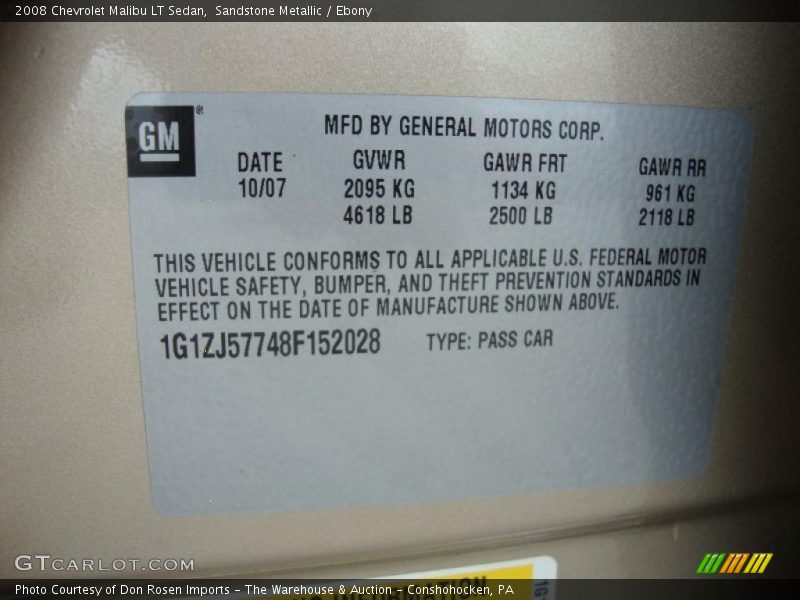 Sandstone Metallic / Ebony 2008 Chevrolet Malibu LT Sedan