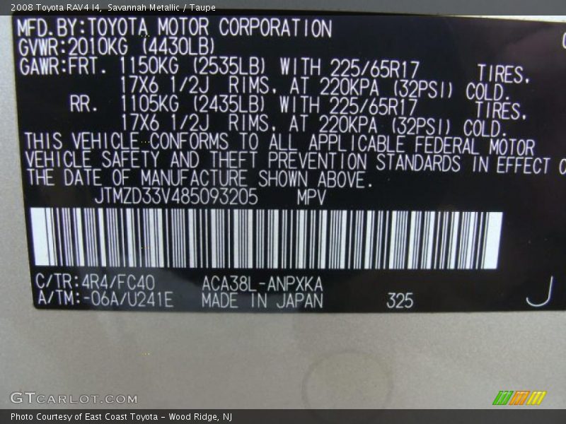 Savannah Metallic / Taupe 2008 Toyota RAV4 I4