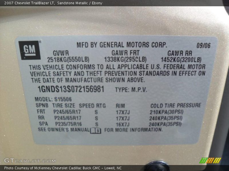 Sandstone Metallic / Ebony 2007 Chevrolet TrailBlazer LT
