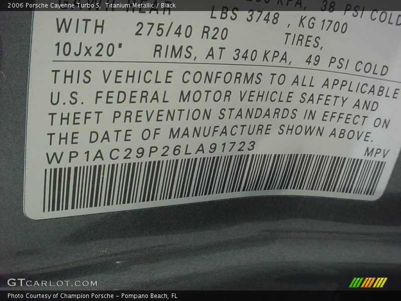 Titanium Metallic / Black 2006 Porsche Cayenne Turbo S