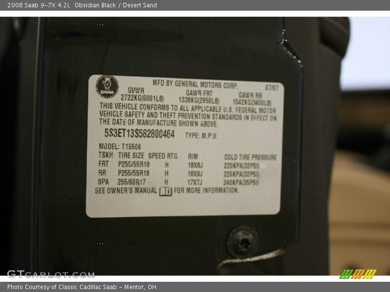 Obsidian Black / Desert Sand 2008 Saab 9-7X 4.2i