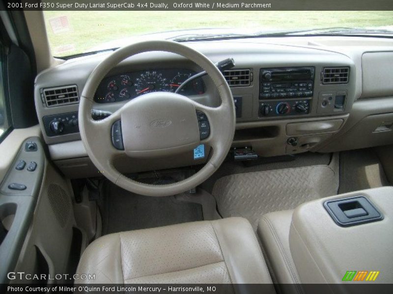 Oxford White / Medium Parchment 2001 Ford F350 Super Duty Lariat SuperCab 4x4 Dually