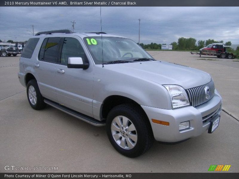 Brilliant Silver Metallic / Charcoal Black 2010 Mercury Mountaineer V6 AWD