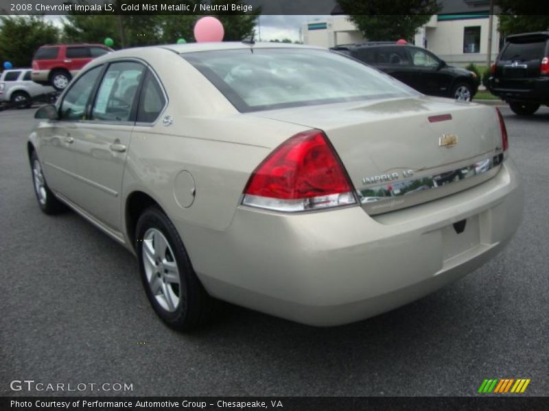 Gold Mist Metallic / Neutral Beige 2008 Chevrolet Impala LS